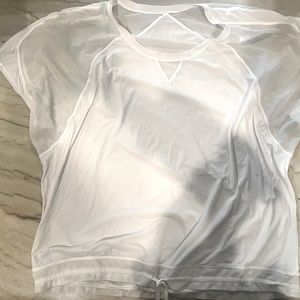 Lululemon Mesh Sleeve Drawstring bottom Shirt (RARE)